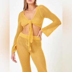L*Space Yellow Knit Tie-Front Top in Sunshine